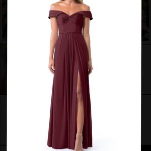 Azazie Alamendra dress in cabernet
